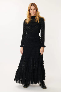 Elka Tiered Mesh Skirt - Black