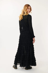 Elka Tiered Mesh Skirt - Black