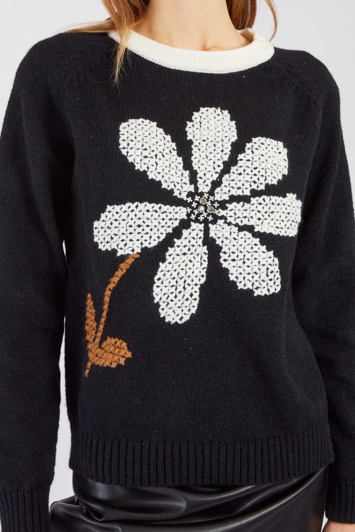 Adelita Sweater, Black/ White