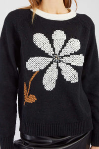 Adelita Sweater, Black/ White