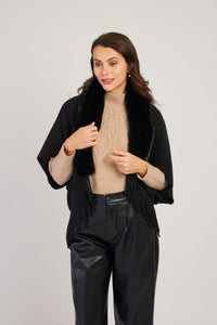 Nelly Faux Fur Shrug/Shawl  -Black