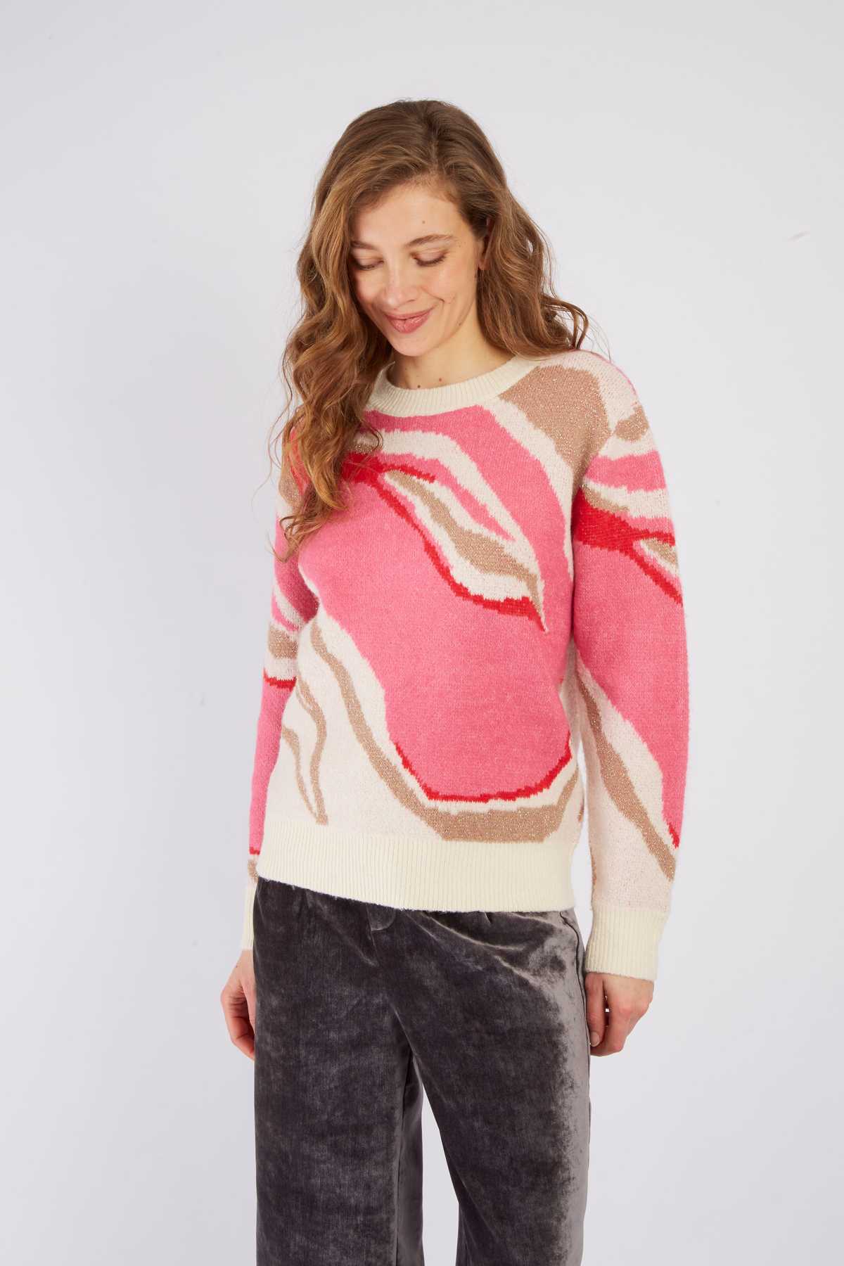 Jacquard Sweater, Pink