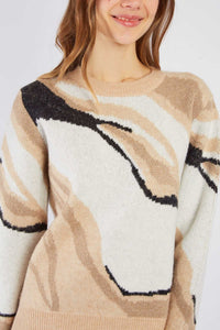 Jacquard Sweater -  Beige