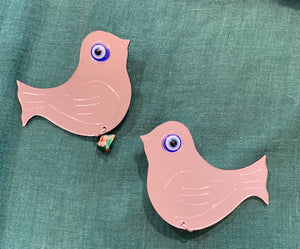 Mirror Bird  Earrings w/Evil Eye