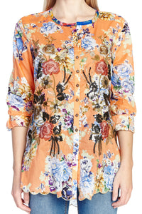 Claudine Agnes Shirt, Orange Floral