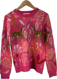 Candice Tiger Pullover Sweater - Rose Wine