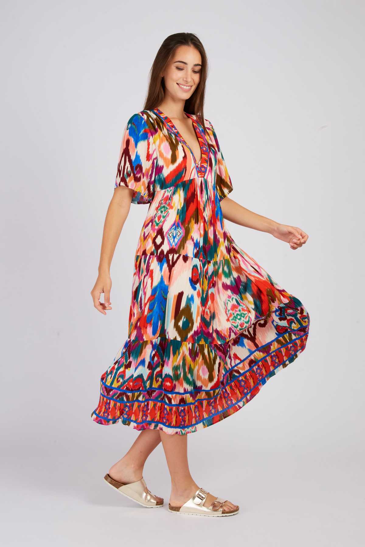 Paddy Dress - Red/ Ecru