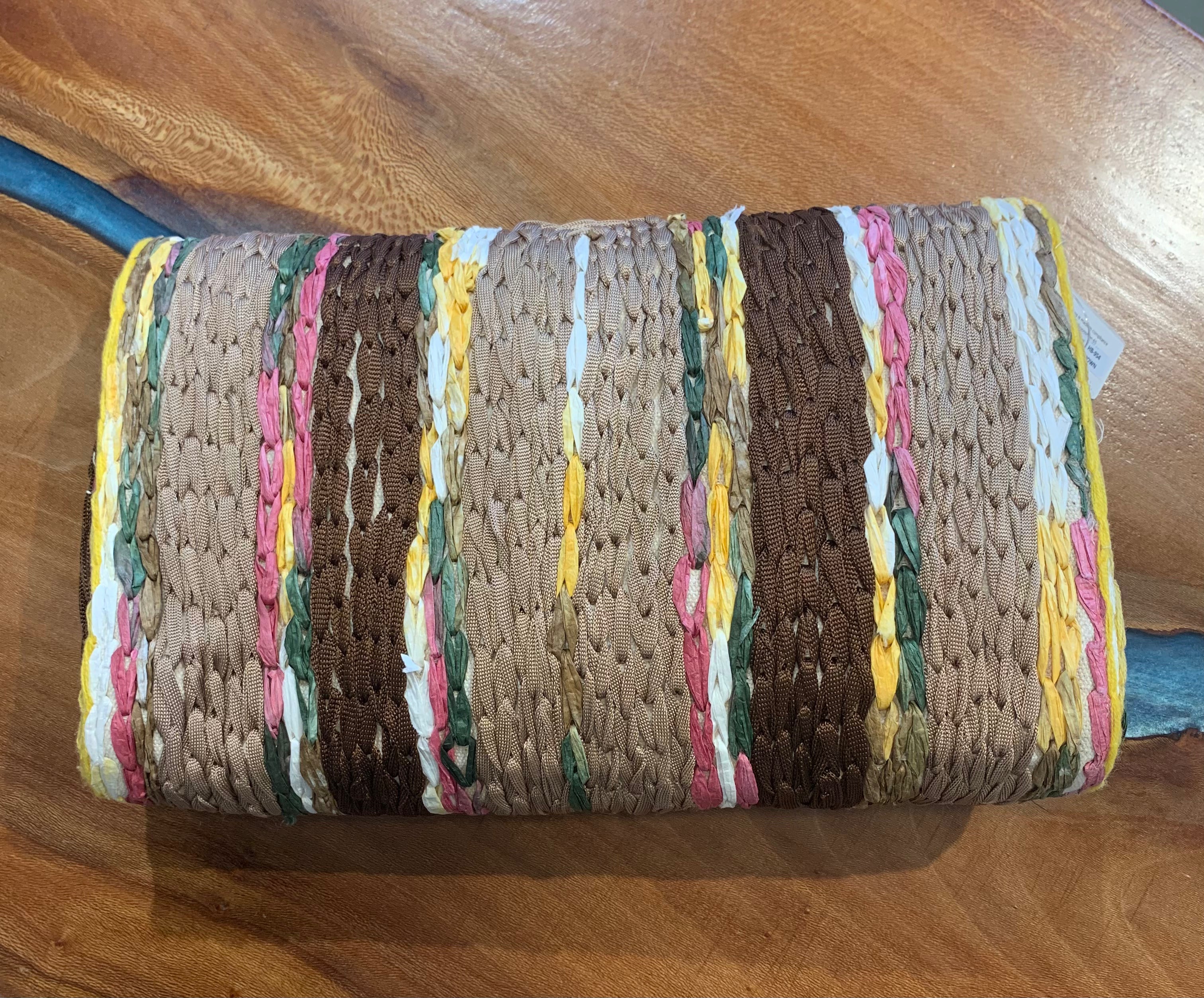 Woven Fabric Clutch, Nat Multi