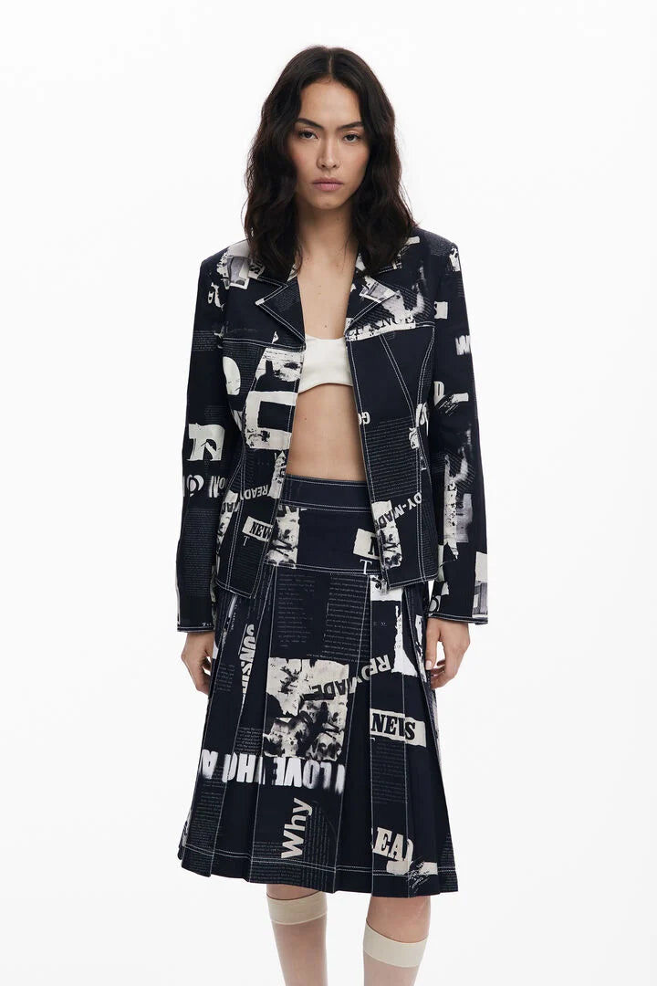 Newspaper Pleated Skirt