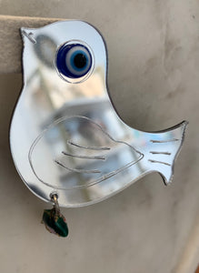 Mirror Bird  Earrings w/Evil Eye