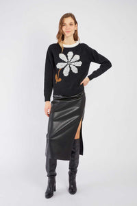 Adelita Sweater, Black/ White
