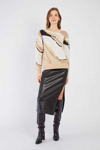 Jacquard Sweater -  Beige