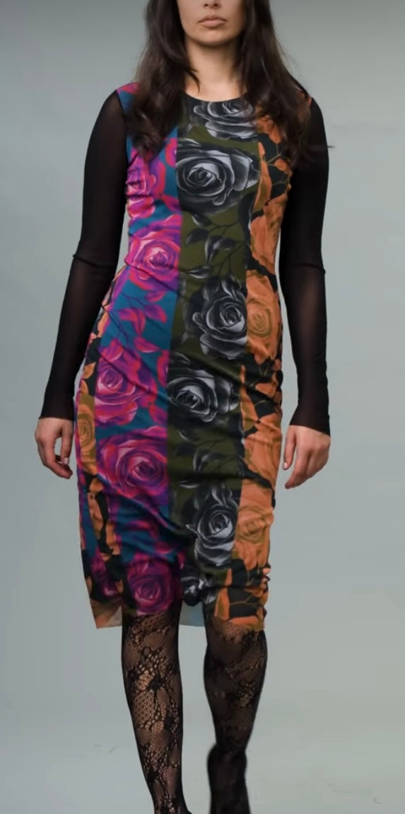 Floral stripe Mesh Dress