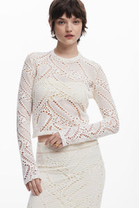 Denis Crochet Top, Ecru