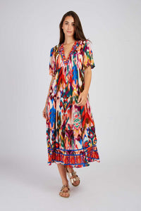 Paddy Dress - Red/ Ecru