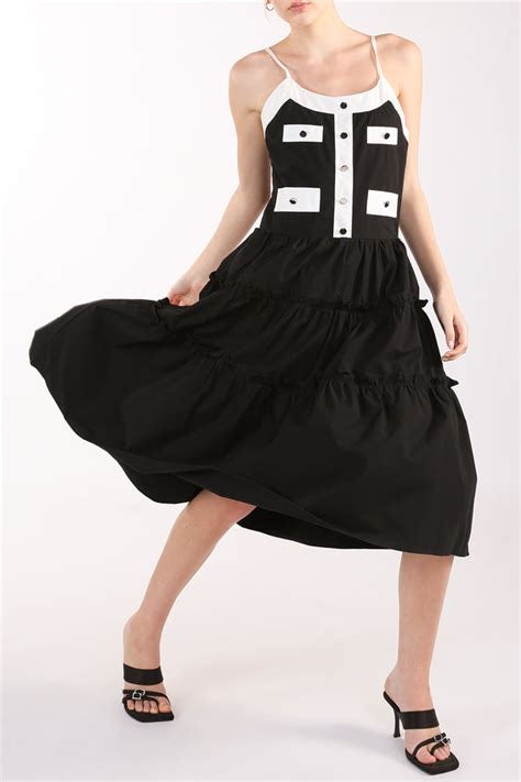 Anastacia Dress Black with White