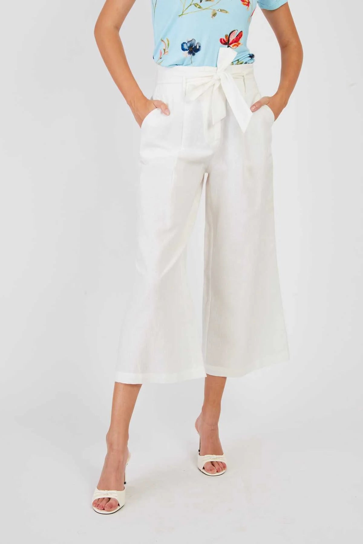 Dafina Linen Pants White