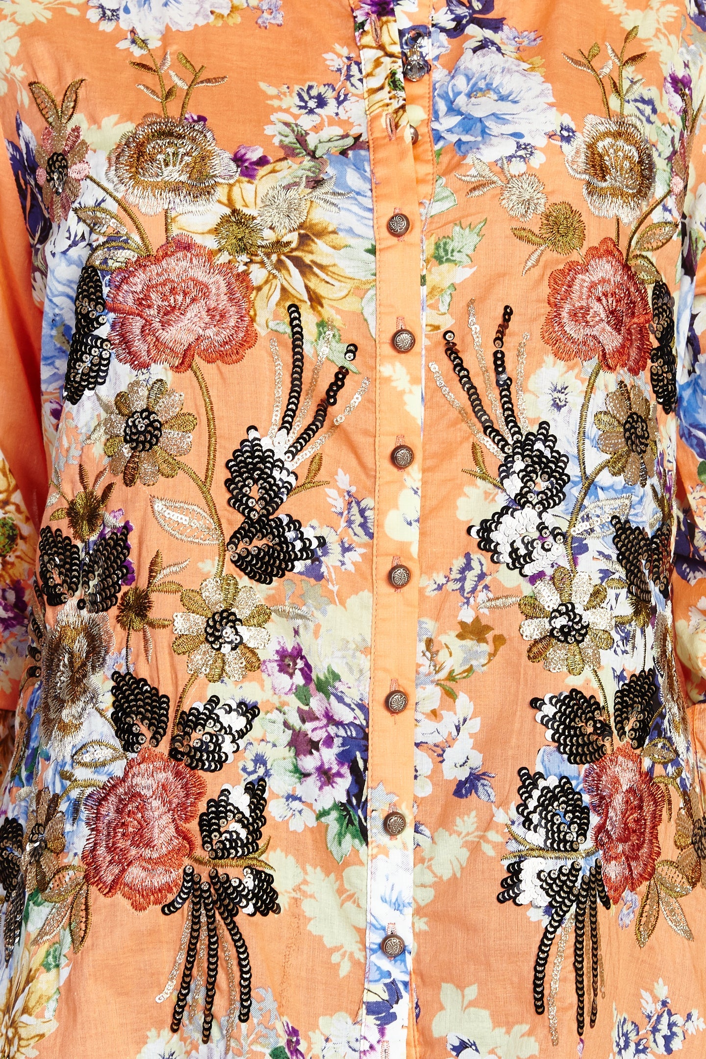 Claudine Agnes Shirt, Orange Floral