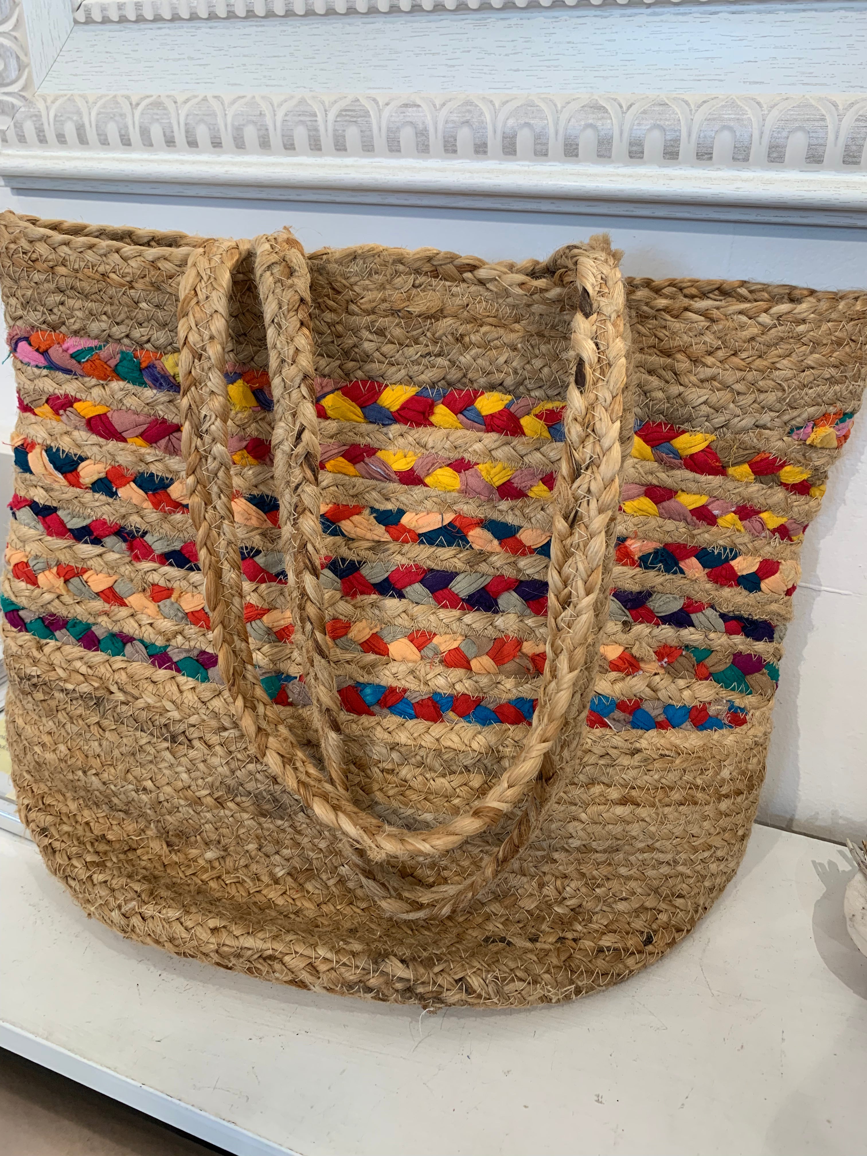 Straw Bag,Multi Stripe