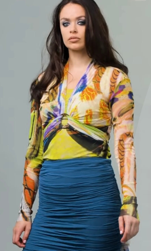 Mesh Coverup/Wrap, Lime/Blue/Orange Multi