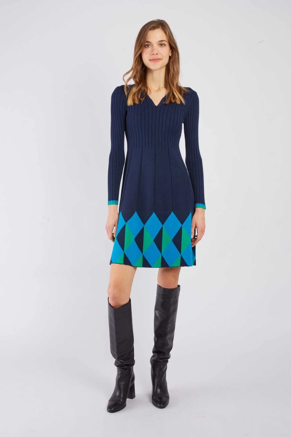 Camelia Dress, Navy