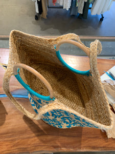 St Tropez Straw Bag, Natural/Turquoise