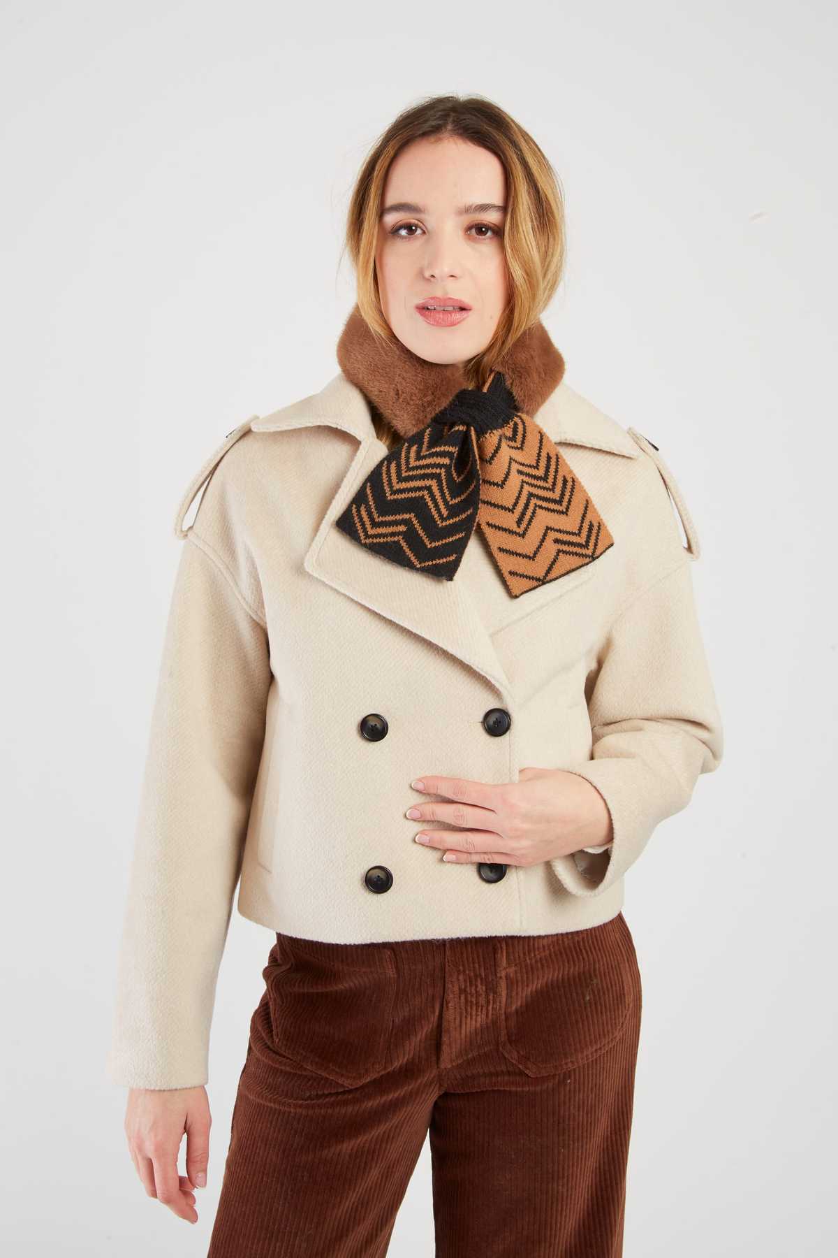 Lizbeth Faux Fur Scarf, Brown