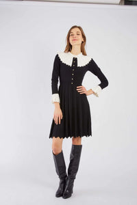 Carine Dress, Black/Off White