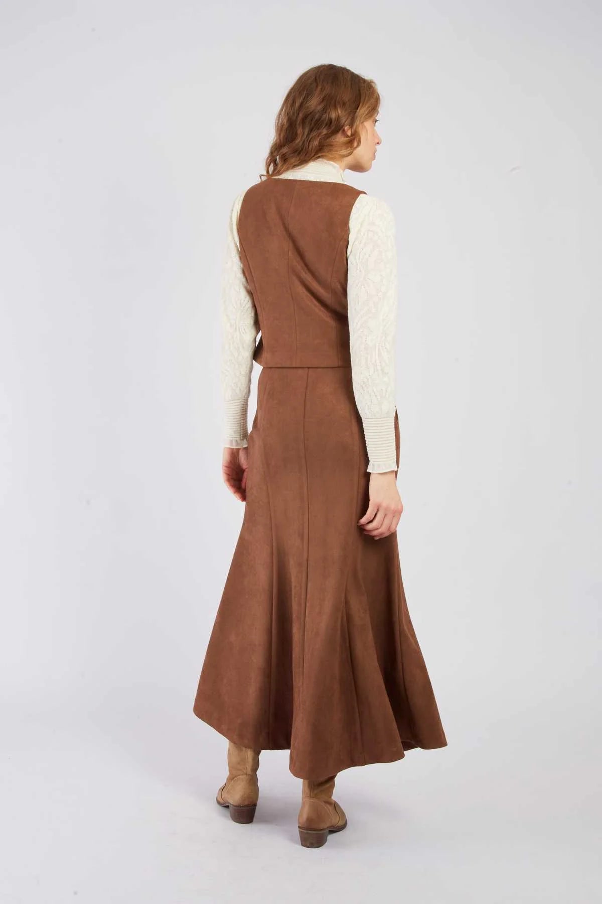 Juliana Button Skirt- Camel
