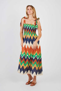 Petale Smock Dress, Green Multi
