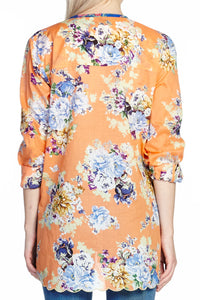 Claudine Agnes Shirt, Orange Floral