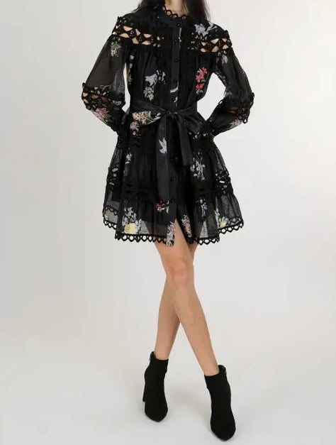 Eyelet Lace Dress, Black