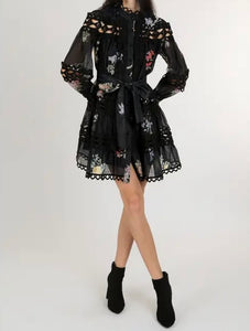 Eyelet Lace Dress, Black