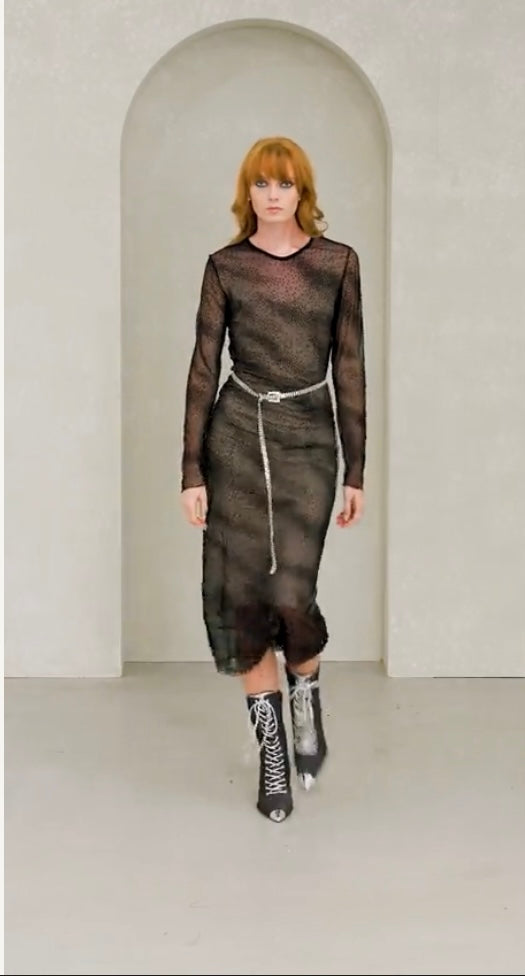 Long Velvet Burnout Dress