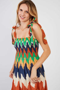 Petale Smock Dress, Green Multi