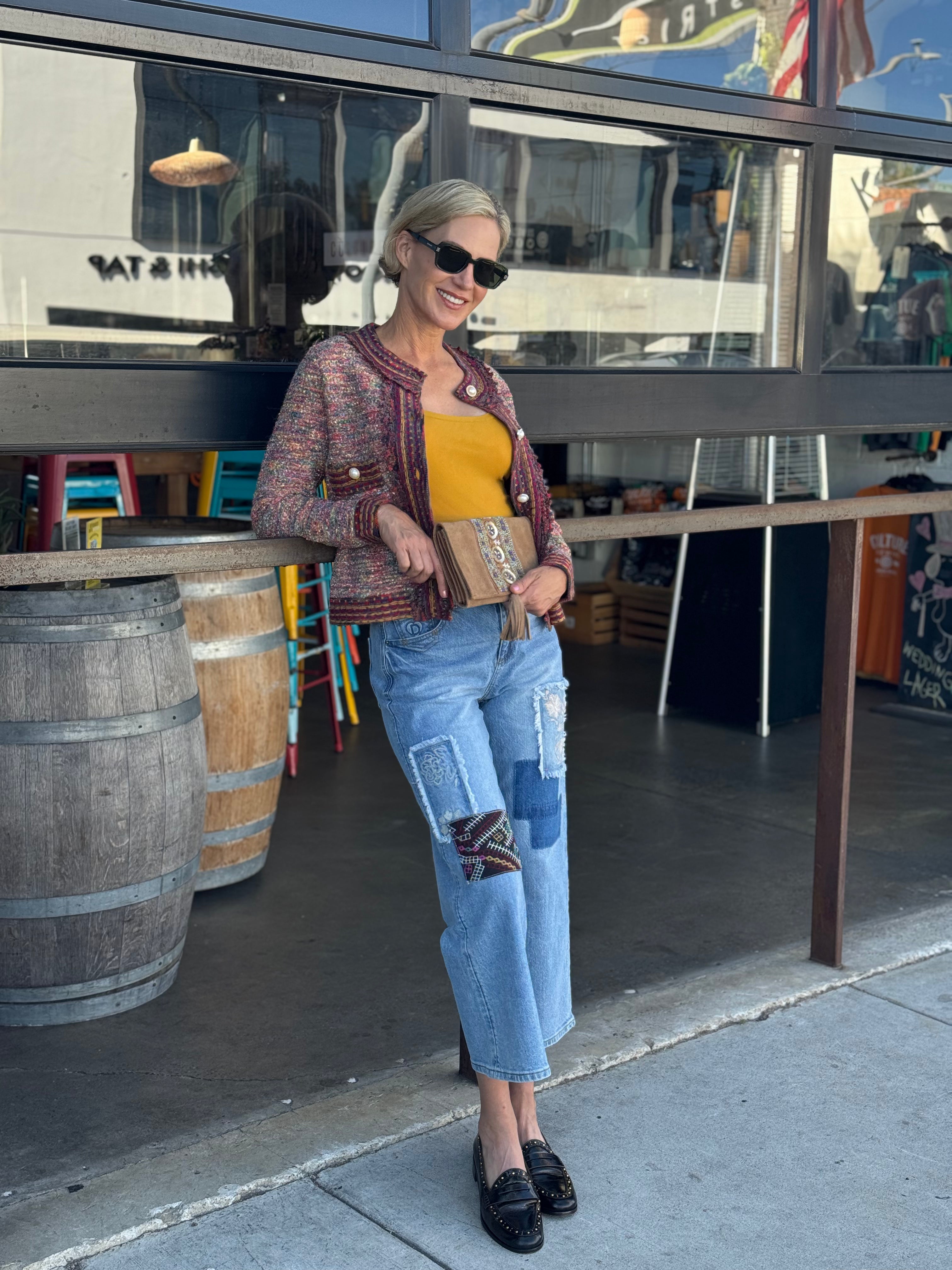 Biarritz Tweed Cardigan- Cranbberry