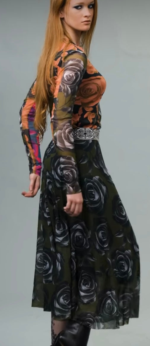 Floral Stripe Mesh Too