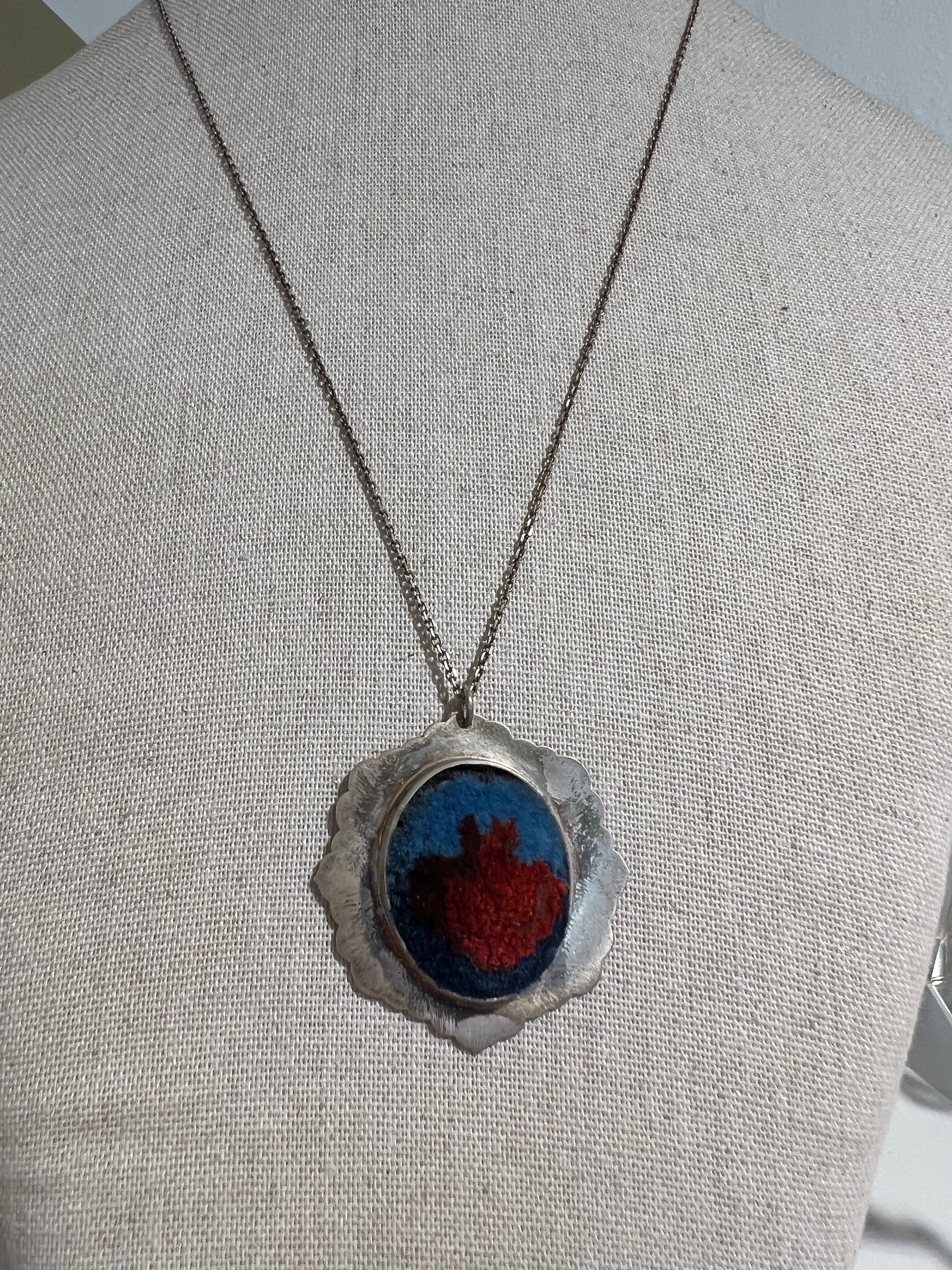 Handmade Blue/Red Rug Persian Necklace