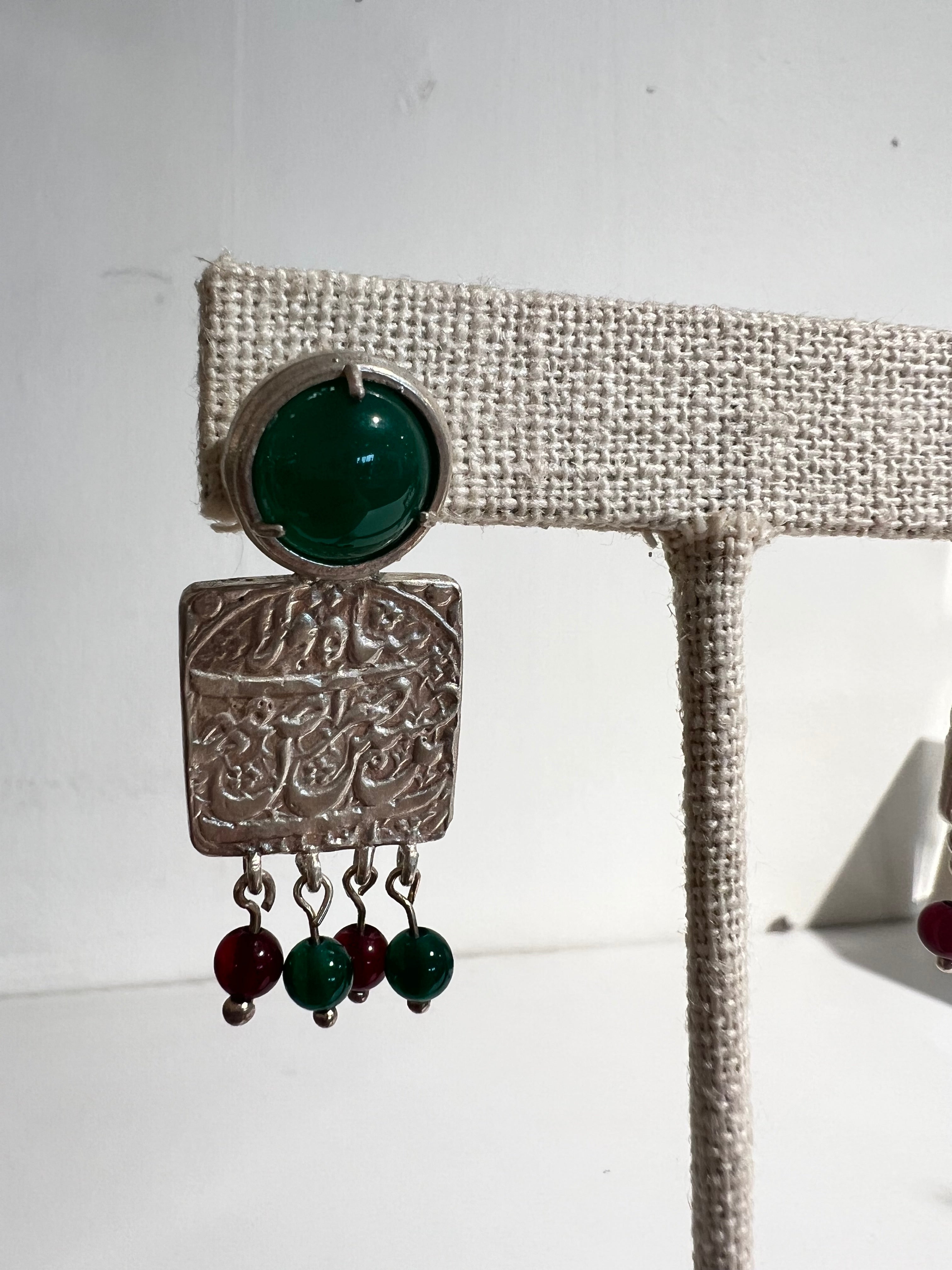 Calligraphy and Stone Earrings