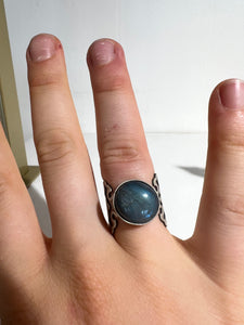 Moonstone Silver Etch Ring