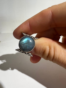 Moonstone Silver Etch Ring