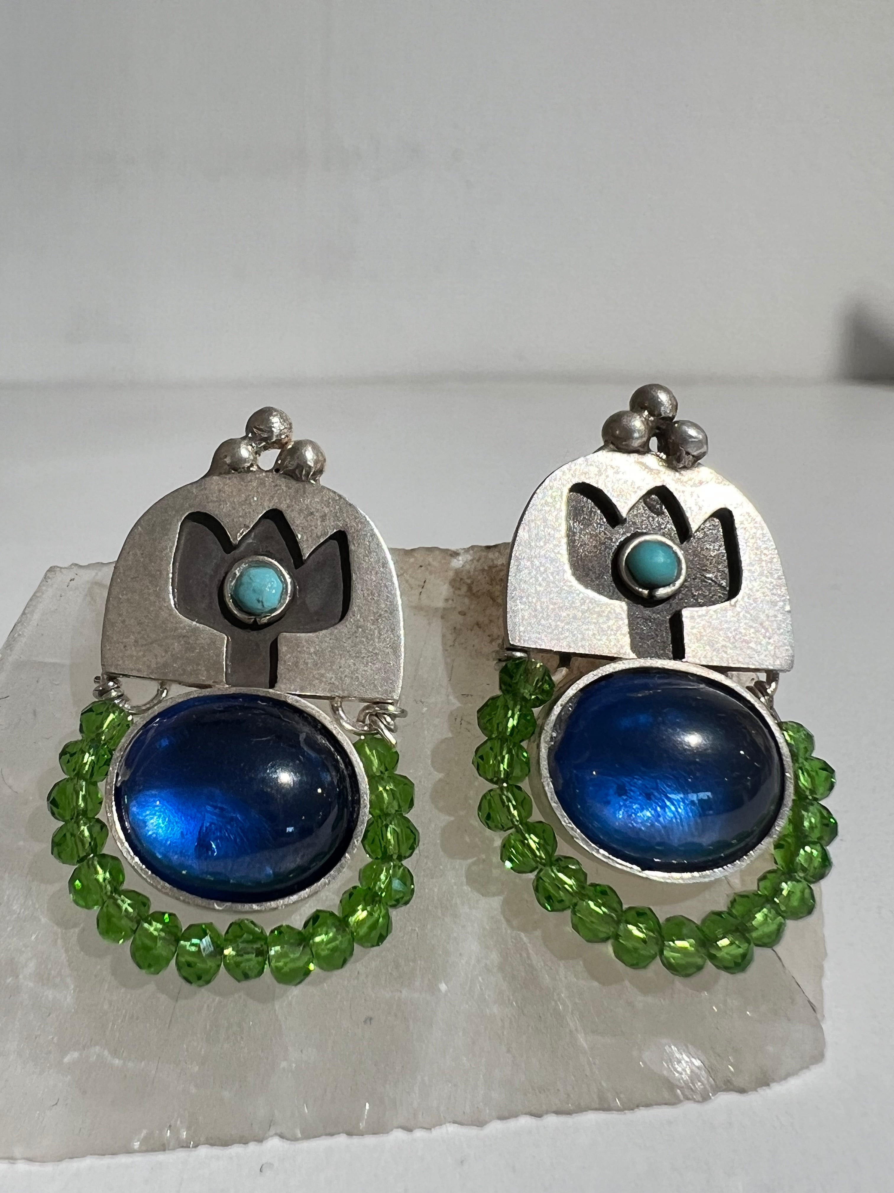 Silver turquoise/peridot Earrings