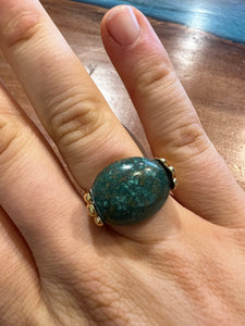 Green Turquoise and Gold Ring