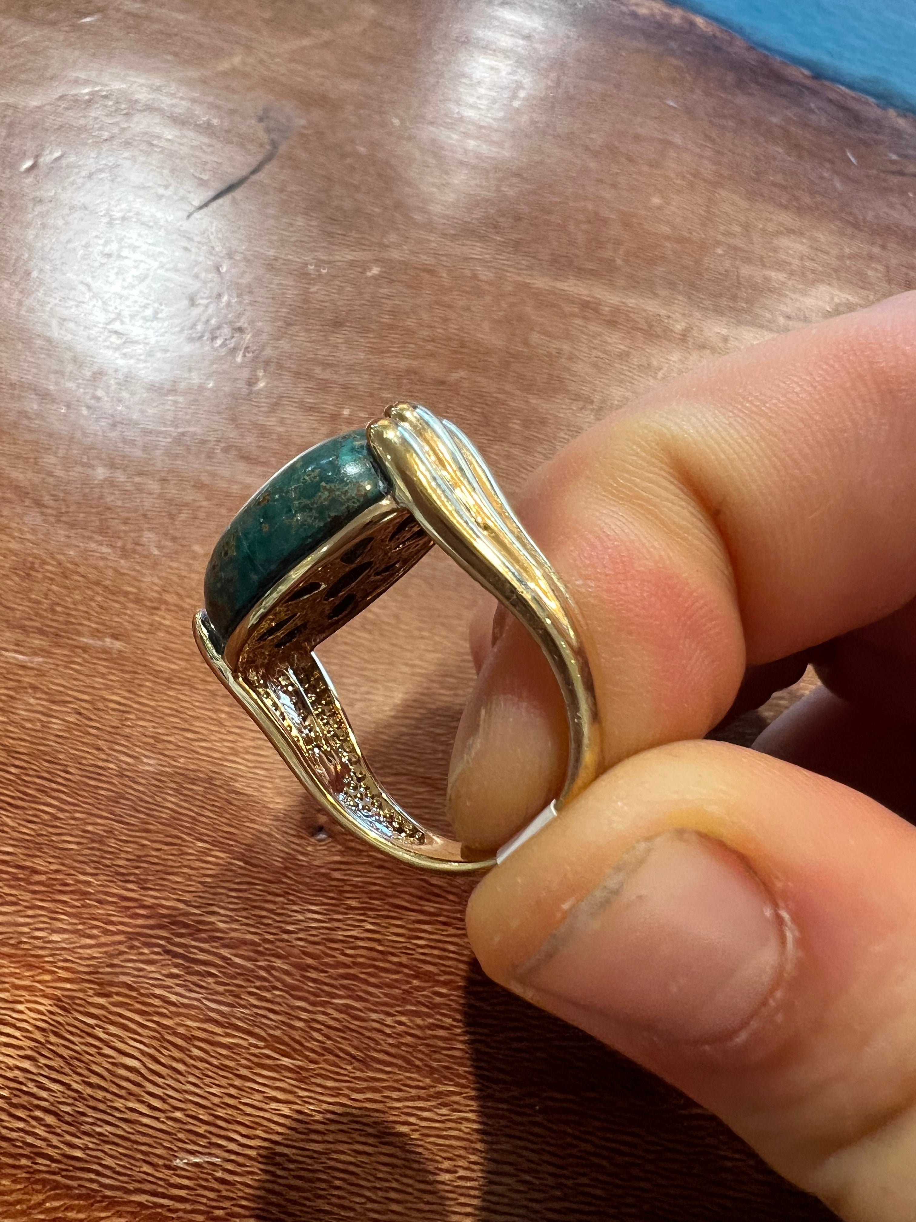 Green Turquoise and Gold Ring