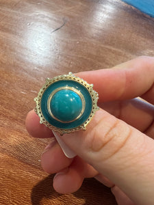 Round Green Statement Ring