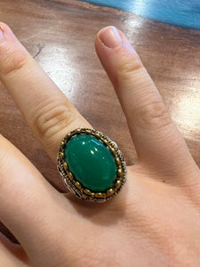 Gold and Green Statement Ring
