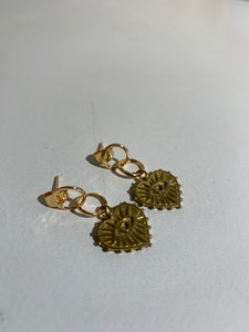 Gold Heart Eye Earrings