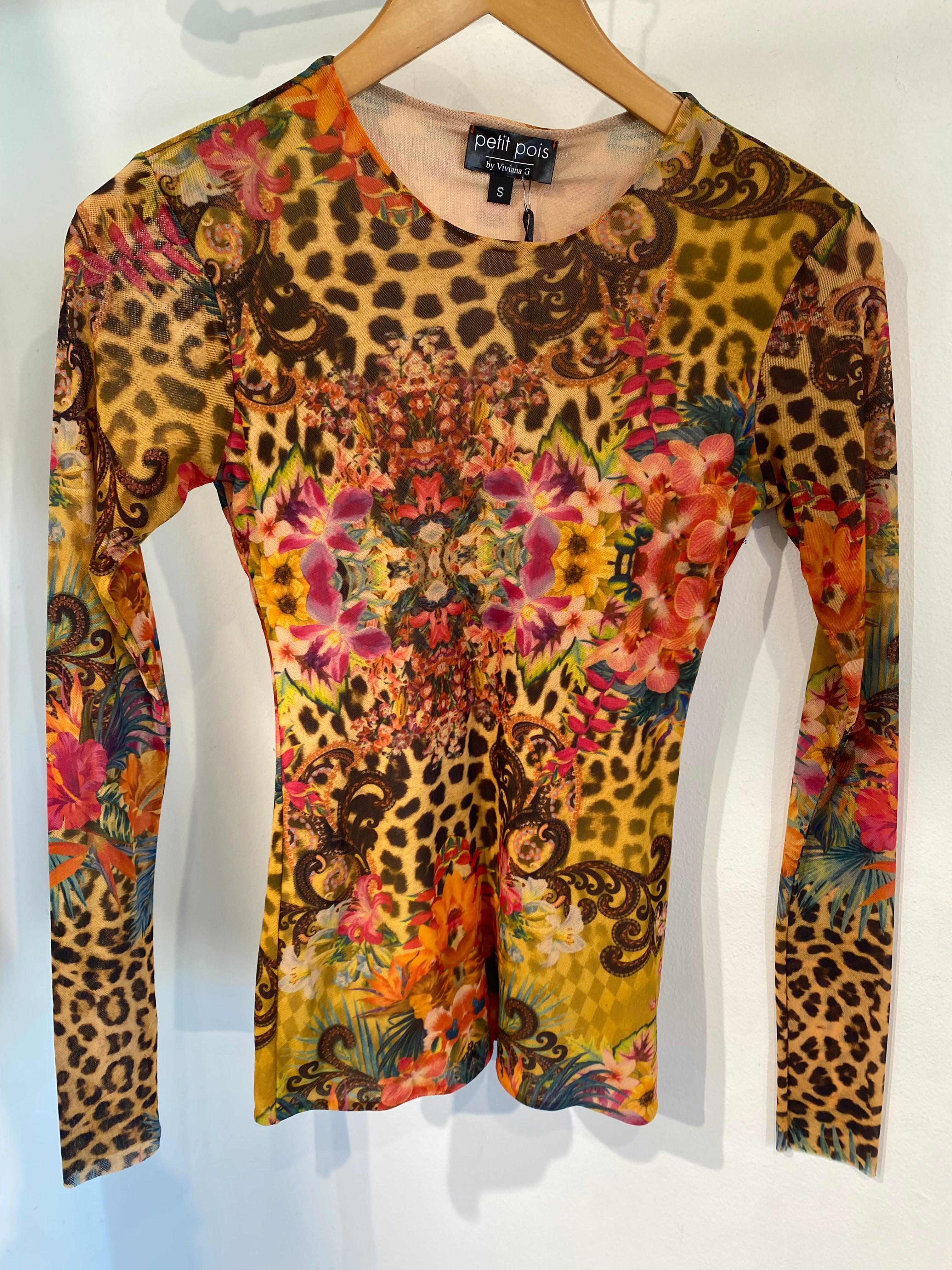 Leopard  Long Sleeve Mesh Top