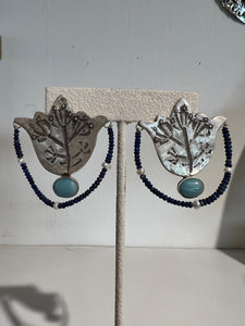 Silver Etched /Turquoise earrings