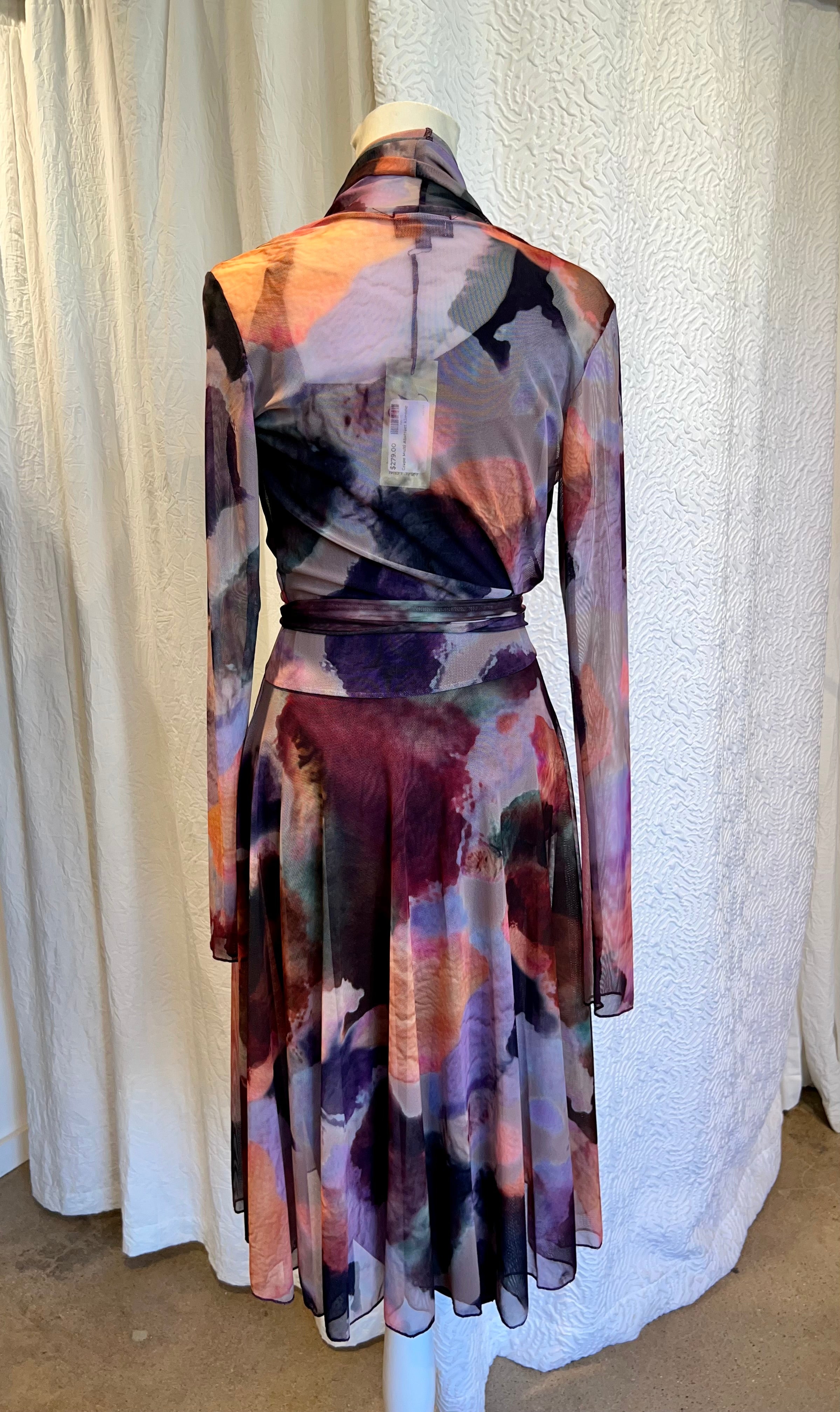 Grape Multi Tie Front Wrap dress/Kimono